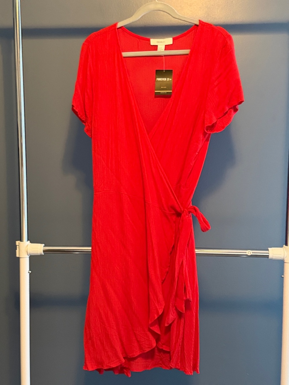 Forever 21 Red Wrap Mini Dress with Tie Waist